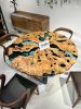 Round Custom Wood Table - Olive Epoxy Dining Room Table | Dining Table in Tables by Tinella Collection. Item made of wood with metal works with minimalism & contemporary style