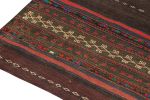 Vintage Persian Kilim Runner in Aubergine with Red Stripes | Area Rug in Rugs by Rug and Kilim