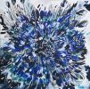 Blue Cornflower Burst Abstract Floral Canvas Painting | Prints by Judy Century Art. Item made of canvas & paper