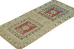 Vintage Turkish Rug in Beige and Cream with Geometric | Area Rug in Rugs by Rug and Kilim