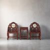Imperial Cinnabar Ironwood Lingzhi Taishi Chair Trio Set | Armchair in Chairs by Dynasty Artisan. Item made of wood works with contemporary & eclectic & maximalism style