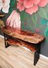 Red Gum Burl Live Edge Tiered-Shelf Console | Console Table in Tables by Lumberlust Designs. Item composed of wood & steel
