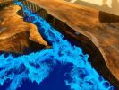 Made to Order Walnut Wood Ocean Sea Epoxy Dining Table | Tables by LuxuryEpoxyFurniture. Item composed of wood & synthetic