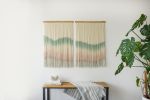 Two Part hand dyed Tapestry | Wall Hangings by WOOL + ROPE. Item made of oak wood & wool compatible with boho and contemporary style