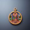 Authentic Mineral Pigment Amitabha Necklace Tibetan Art | Ornament in Decorative Objects by Dynasty Artisan. Item composed of metal compatible with contemporary and eclectic & maximalism style