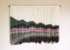 RIPPLES Green Pink Black Dip Dyed Textile Wall Hanging | Macrame Wall Hanging in Wall Hangings by Wallflowers Hanging Art. Item made of oak wood with wool works with boho & mid century modern style