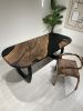 Black Epoxy Table, Resin Dinner Table, Walnut Wood Table | Dining Table in Tables by Tinella Collection. Item composed of walnut compatible with minimalism and coastal style