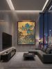 Hand-Painted Silk Wang Ximeng Blue Green Landscape Scroll | Oil And Acrylic Painting in Paintings by Dynasty Artisan. Item made of wood with fabric works with contemporary & eclectic & maximalism style