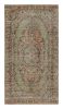 Vintage Zeki Müren Rug in Green and Salmon, with Floral | Area Rug in Rugs by Rug and Kilim
