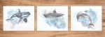 Ocean Triptych - ink & pencil drawing | Oil And Acrylic Painting in Paintings by Melissa Patel. Item made of paper