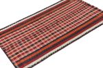 Vintage Persian Kilim in Red with Plaid Multicolor Stripes | Area Rug in Rugs by Rug and Kilim