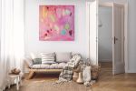 Play #10 — Large Pink Abstract (42×42) | Oil And Acrylic Painting in Paintings by Vincent Salvati – Contemporary Abstract Painter | NJ`. Item composed of canvas in minimalism or contemporary style