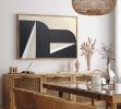 "Abstract Black & White Graphic No. 2" - Midcentury Modern | Oil And Acrylic Painting in Paintings by ART + ALCHEMY By Nicolette Atelier. Item made of wood & canvas compatible with minimalism and mid century modern style