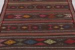 Vintage Persian Soumak Kilim, Deep Brown with Jewel Tone | Area Rug in Rugs by Rug and Kilim