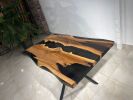 Walnut Epoxy Kitchen Table - Custom Black Epoxy Table | Dining Table in Tables by Gül Natural Furniture. Item made of wood with metal works with minimalism & country & farmhouse style