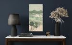Mountains & Trees in Washi | Oil And Acrylic Painting in Paintings by Jan Sullivan Fowler. Item made of paper with synthetic