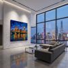 London Big Ben Thames Impasto Oil Painting Fine Art I | Oil And Acrylic Painting in Paintings by Dynasty Artisan. Item composed of linen in contemporary or eclectic & maximalism style