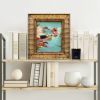 Blue "Petals" Oil Painting in Vintage Frame | Oil And Acrylic Painting in Paintings by Suzanne Nicoll Studio. Item composed of wood in boho or contemporary style