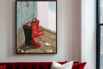 Jill's Winter Boots - Vibrant Giclée Print | Prints in Paintings by Michelle Keib Art. Item made of paper