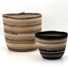 Black and White Jute Basket | Planter in Vases & Vessels by MOkun. Item made of cotton with fiber works with rustic style