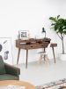 Mid century modern walnut desk with shelves above and drawer | Tables by Mo Woodwork. Item made of oak wood works with minimalism & mid century modern style