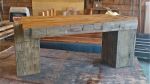 Hand Hewn Oak Beam Bench/table — Reclaimed Timbers | Coffee Table in Tables by Paul's Green Barn. Item made of oak wood compatible with japandi and rustic style