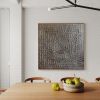 Silver Wall Art -«Silver Scales» | Oil And Acrylic Painting in Paintings by Berezart. Item composed of canvas in minimalism or mid century modern style