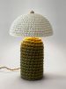 The Knitty Table Lamp in Dark Olive and Cream | Lamps by Meg Morrison. Item made of fabric & ceramic compatible with boho and mid century modern style