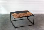 Maple Burl Live Edge Resin Coffee Table | Steel Base | Handmade | Modern Furniture | Tables by SAW Live Edge | SAW Live Edge Studio in Kimberley