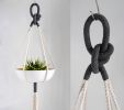 Macrame Plant Hanger, Knotted Color Block Hanger | Plants & Landscape by Freefille. Item made of cotton works with contemporary & modern style