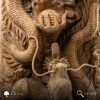 Monumental Hand-Carved Solid Teak Dragon Relief Panel 190cm | Sculptures by Adam's Luxury Home. Item composed of wood in boho or eclectic & maximalism style