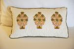 Signature Motif Cushion Cover with Embroidery | Sham in Linens & Bedding by Jaipur Bloc House. Item composed of cotton