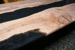 Curly White Waxed Maple Smokey Resin River Conference Table | Tables by Lumberlust Designs | Modern Shade Co. in Scottsdale. Item made of maple wood with synthetic