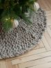 Knitted Christmas tree skirt in champagne color | Small Rug in Rugs by Anzy Home. Item composed of cotton
