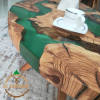 Personally Designed Resin Coffee Table Made of Olive Wood | Tables by Nil Woodwork. Item composed of oak wood in industrial or mediterranean style