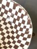 Earthy Brown Stoneware Serving Bowl | Round Checkered Bowl | Serveware by Casa Studio. Item composed of stoneware in boho or minimalism style