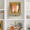 Contemporary Colorful Abstract Oil Painting in Vintage Frame | Oil And Acrylic Painting in Paintings by Suzanne Nicoll Studio. Item composed of wood compatible with minimalism and mid century modern style