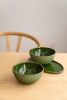 Handmade Porcelain Bowl With Gold Rim. Green | Dinnerware by Creating Comfort Lab. Item made of ceramic