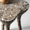 Beige Stone High Side Table - Tripod Series in Bio Concrete | Tables by Donatas Žukauskas. Item composed of wood and cement in contemporary or japandi style