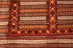 Vintage Kilim Striped Beige-Brown Orange Embroidery Angora | Area Rug in Rugs by Rug and Kilim