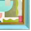 Colorful Minimalist Geometric Painting in Vintage Frame | Oil And Acrylic Painting in Paintings by Suzanne Nicoll Studio. Item composed of wood compatible with minimalism and contemporary style