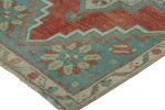 Vintage Turkish Rug in Red with Blue and White Floral | Area Rug in Rugs by Rug and Kilim