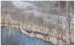 MOUNTAIN RETREAT 36X60 - MIXED MEDIA - wood panel | Mixed Media by Carolyn Johnson Coastal Art. Item made of wood
