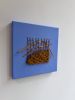 Mixed Media Weaving | Blue and Brown | Tapestry in Wall Hangings by Sarah Lawrence. Item composed of canvas and fiber in minimalism or mid century modern style