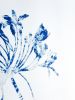 Delft Agapanthus 3 (18 x 24" painting-cyanotype hybrid) | Watercolor Painting in Paintings by Christine So. Item composed of paper in boho or country & farmhouse style