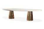 Benone Twin-Pedestal Oval Dining Table, by Costantini Design | Tables by Costantini Designñ. Item made of wood & bronze