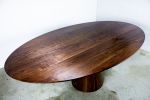 Walnut Oval dining table with conical base | Tables by LIRIO Design House. Item composed of oak wood in minimalism or mid century modern style