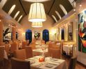Cafe Lurcat Custom Chandeliers | Chandeliers by CP Lighting | 494 5th Ave S in Naples. Item made of linen with aluminum