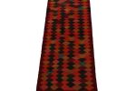 1950s Vintage Kilim runner in Red, Black and Rust Orange | Area Rug in Rugs by Rug and Kilim