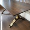 Charcoal Walnut Bronze Wishbone Table | Dining Table in Tables by YJ Interiors. Item composed of walnut and brass in mid century modern or contemporary style